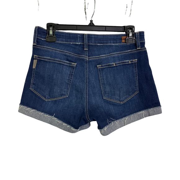 Paige Jimmy Jimmy Denim Shorts Women’s 27 Blue Rolled Hem Distressed Stretch - Picture 3 of 8